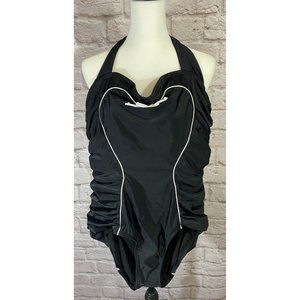 NEW‎ Unique Vintage Swim XL Retro Pin Up One Piece Swimsuit Black White 9224